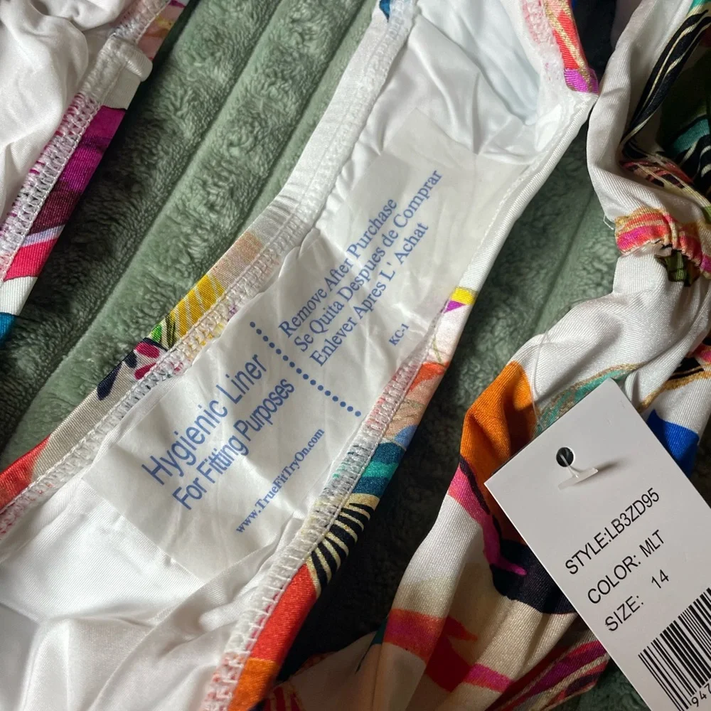 LA BLANCA Paradise Scoop Banded Tropical 🌴 Bikini 👙 Bottoms - NWT - Size 14 - Picture 6 of 7